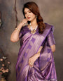 Purple Banarasi Jacquard Abstract Digital Print