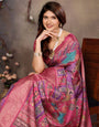Rani Pink Dola jacquard with Rajasthani jhalak Digital Print Saree