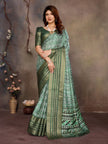 Dark Green Banarasi Jacquard Geometry Digital Print