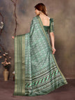 Dark Green Dola Silk Geometry Printed Saree