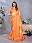 Orange Dola Jacquard Bandhani Floral Digital Print