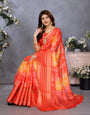 Red Dola Jacquard Bandhani Floral Digital Print