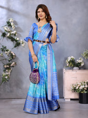 Blue Dola Silk Bandhani Printed Saree