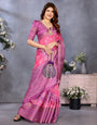Rani Pink Dola Jacquard Bandhani Floral Digital Print