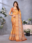 Orange Dola Jacquard Kalamkari Inspired Digital Print