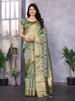 Green Cotton Khadi Silk Saree