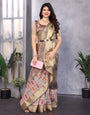 Wine Cotton Khadi Silk Saree with Sequence Work