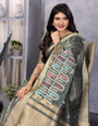 Blue Cotton Khadi Silk Saree with Sequence Work