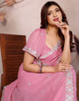 Pink Barbarick Silk Cutwork Saree