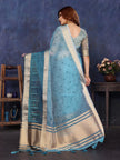 Blue Cotton Tissue Silk Sequence work Saree