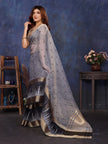 Grey Cotton Tissue Silk Sequence work Saree