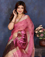 Pink Cotton Tissue Silk Sequence work Saree