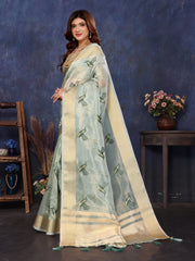 Blue Viscose Thread Work Saree