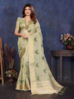 Mehendi Viscose Thread Work Saree