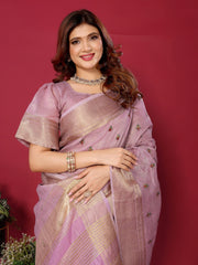 Purple Cotton Silk Thread Work Saree