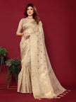 Cream Cotton Silk Thread Work Saree