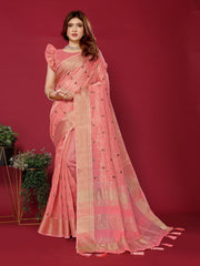 Pink Cotton Silk Thread Work Saree