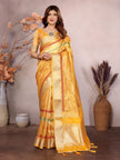 Yellow Kashmiri Zari work Saree
