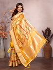 Yellow Kashmiri Zari work Saree