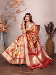 Red Kashmiri Zari work Saree