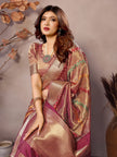 Wine Kashmiri Zari work Saree