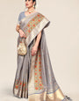 designer embrodary sarees grey