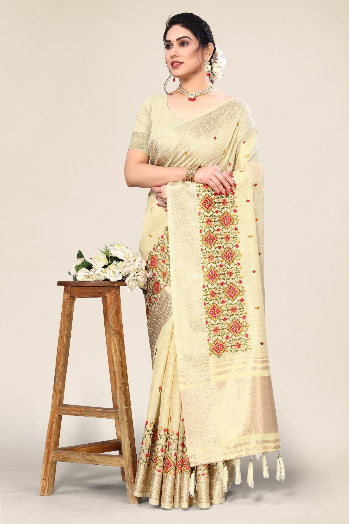 designer embrodary sarees Yellow