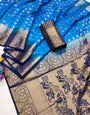 Dark Blue Banarasi Jacquard Weave Saree