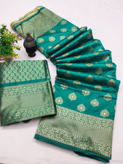 Sea Green Banarasi Silk Jacquard Work Saree