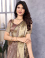 Wine Cotton Khadi Silk Saree with Sequence Work