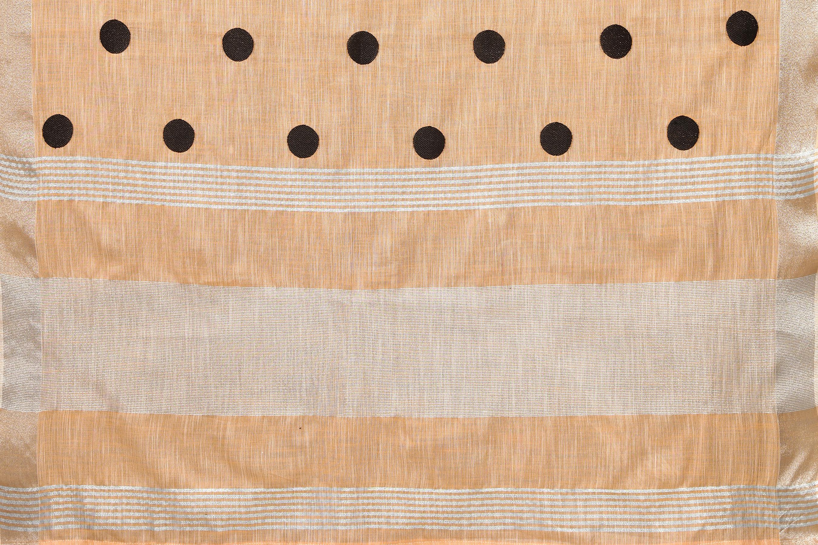 Yellow Linen Silk Polka Dot Saree