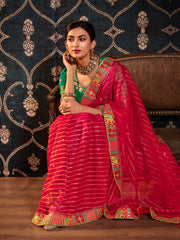 Red Organza Embroidery Saree