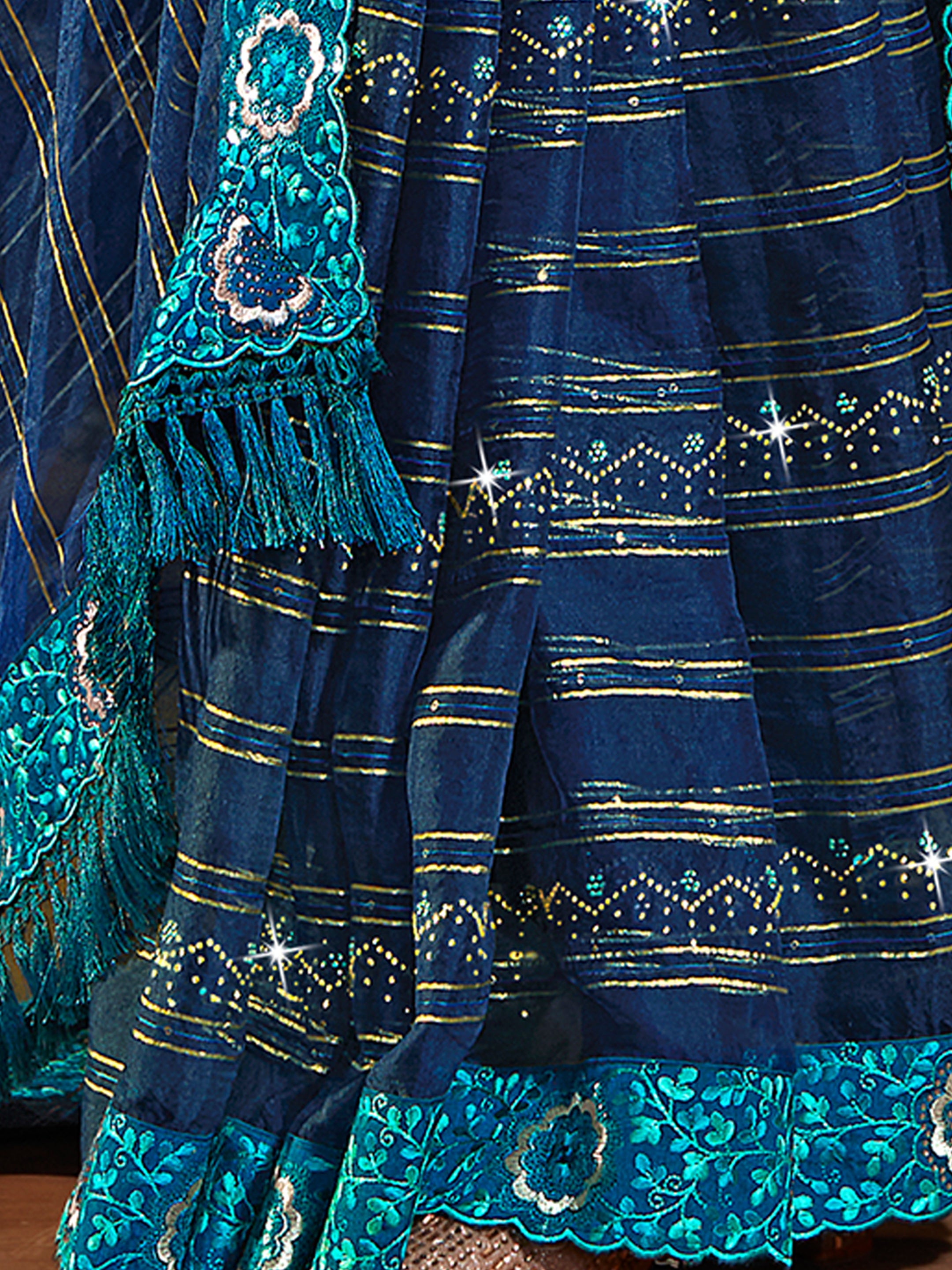 Blue Organza Embroidery Saree