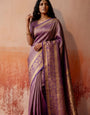 Purple Leheriya Pattern Banarasi Silk Zari Saree