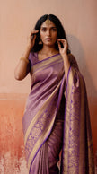 Purple Leheriya Pattern Banarasi Silk Zari Saree