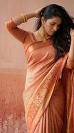 Peach Leheriya Pattern Banarasi Silk Zari Saree