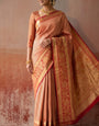 Peach Leheriya Pattern Banarasi Silk Zari Saree