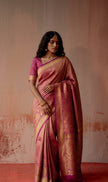 Pink Leheriya Pattern Banarasi Silk Zari Saree