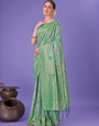 Teal Green Traditional Pure Cotton Saree For navratri