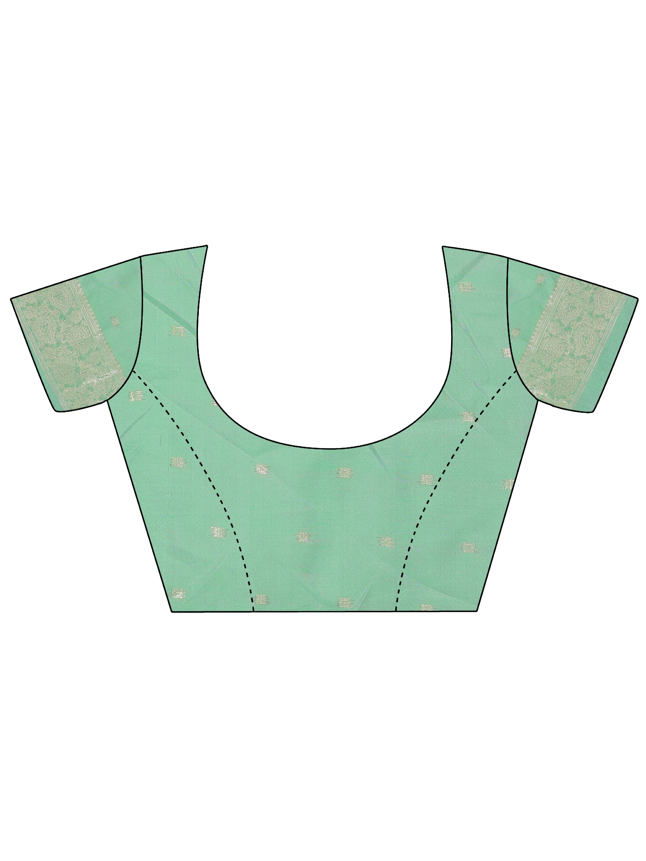 Blouse design for green Cotton saree