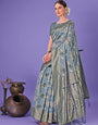 Grey Traditional Pure Cotton Saree