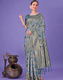 Grey Traditional Pure Cotton Saree