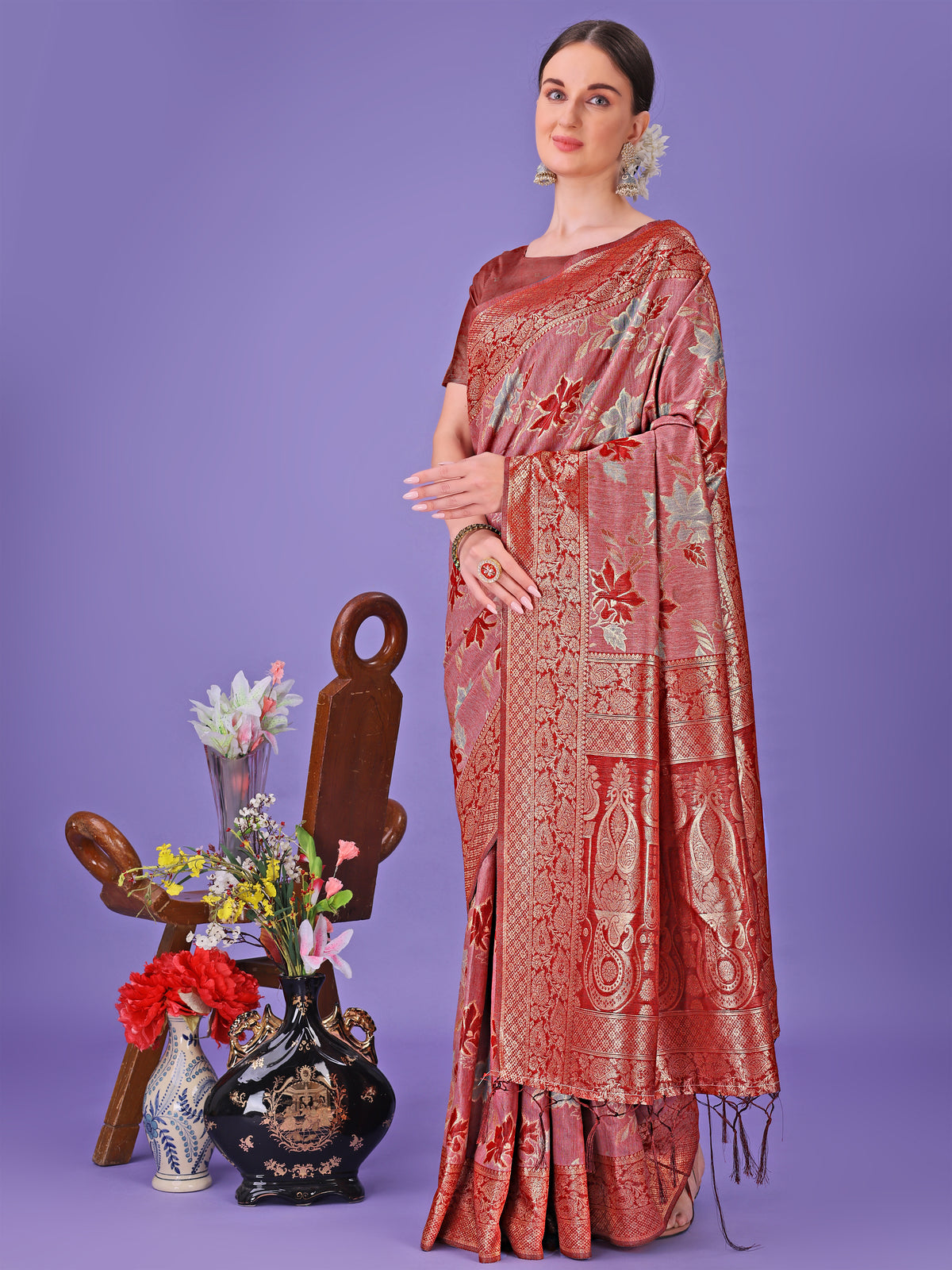Red Pure Cotton Saree For wedding