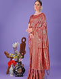Red Traditional Pure Cotton Saree For navratri Pooja