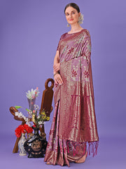 Wine cotton saree for women