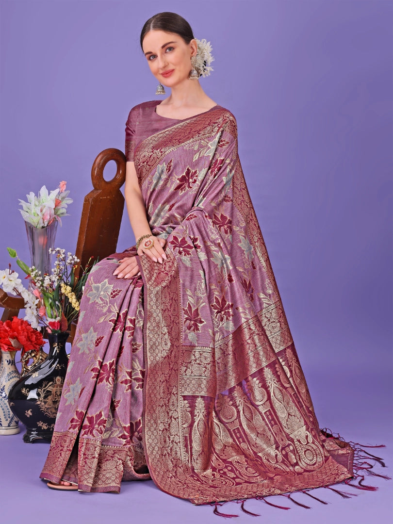 Wine Traditional Pure Cotton Saree