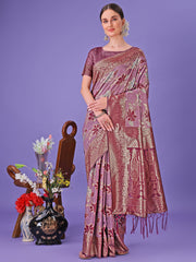 Traditional Wine cotton saree for Festivals