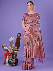 Wine Traditional Pure Cotton Saree