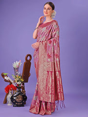 Pink Traditional Pure Cotton Saree