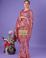 Pink Traditional Pure Cotton Saree For Navratri Pooja